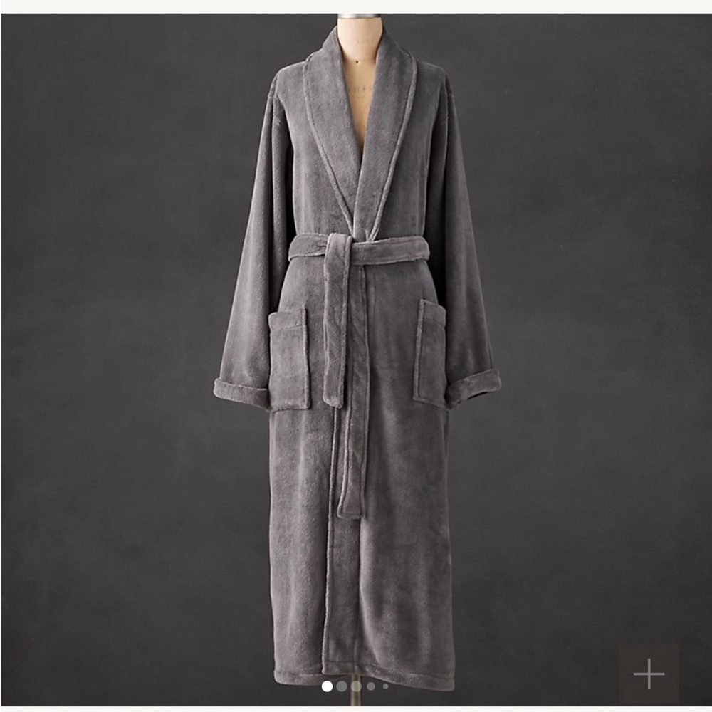 Restoration Hardwear Luxury Plush Long Robe Graphite … Gem
